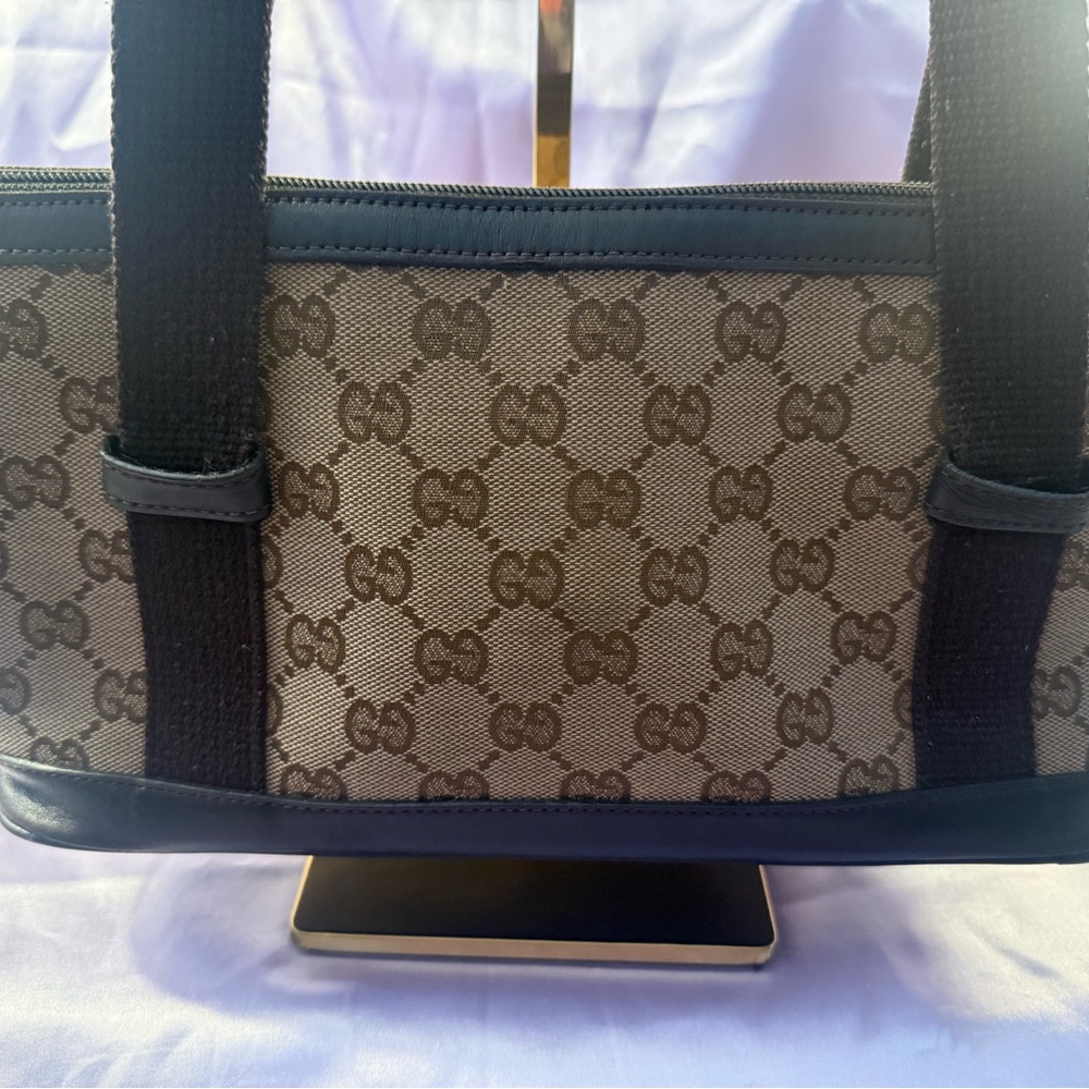 Gucci Beige and Brown Monogram Shoulder Bag/AUTHENTIC